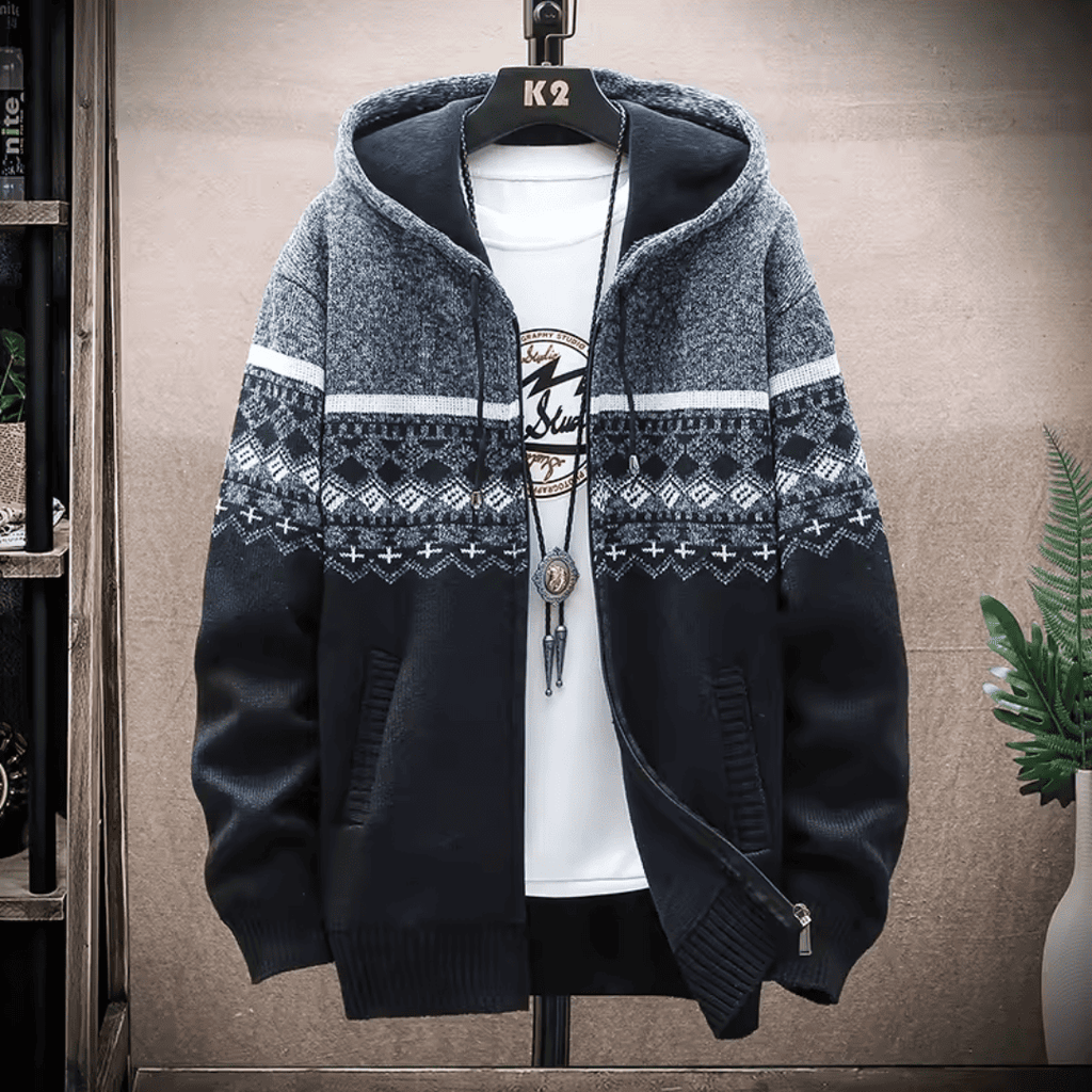 Casaco Masculino de Fio Peluciado com Capuz Estampado Forglows