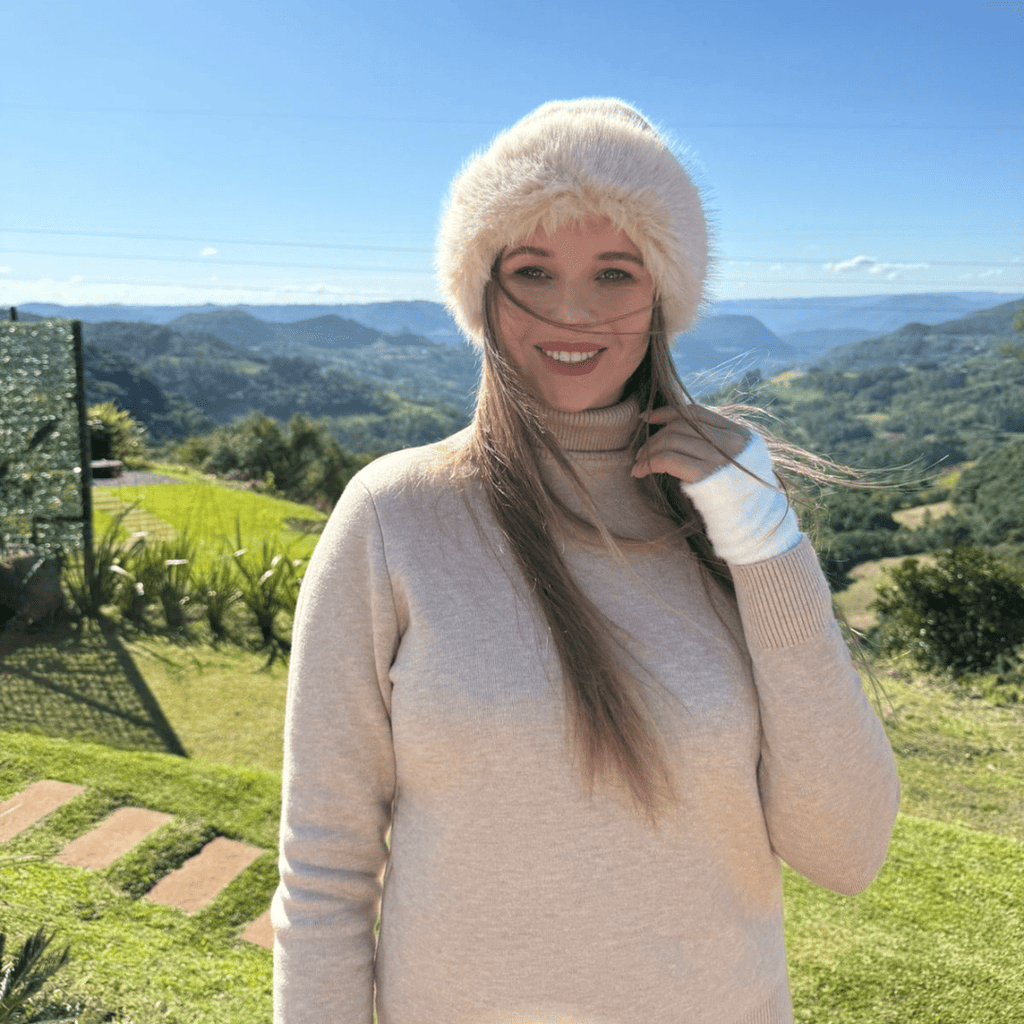 Luva Feminina Meio Dedo de Pelúcia Forglows