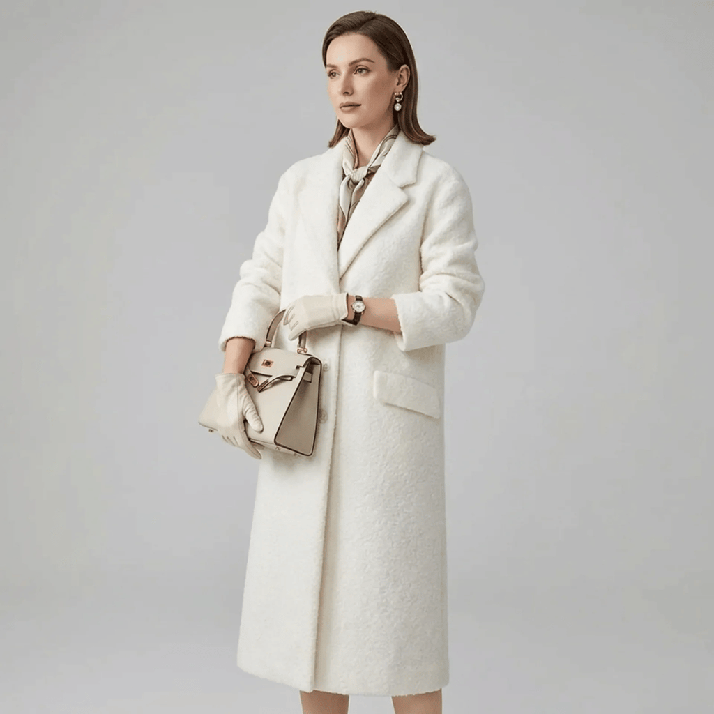 Sobretudo Feminino de Lã Branco Forglows
