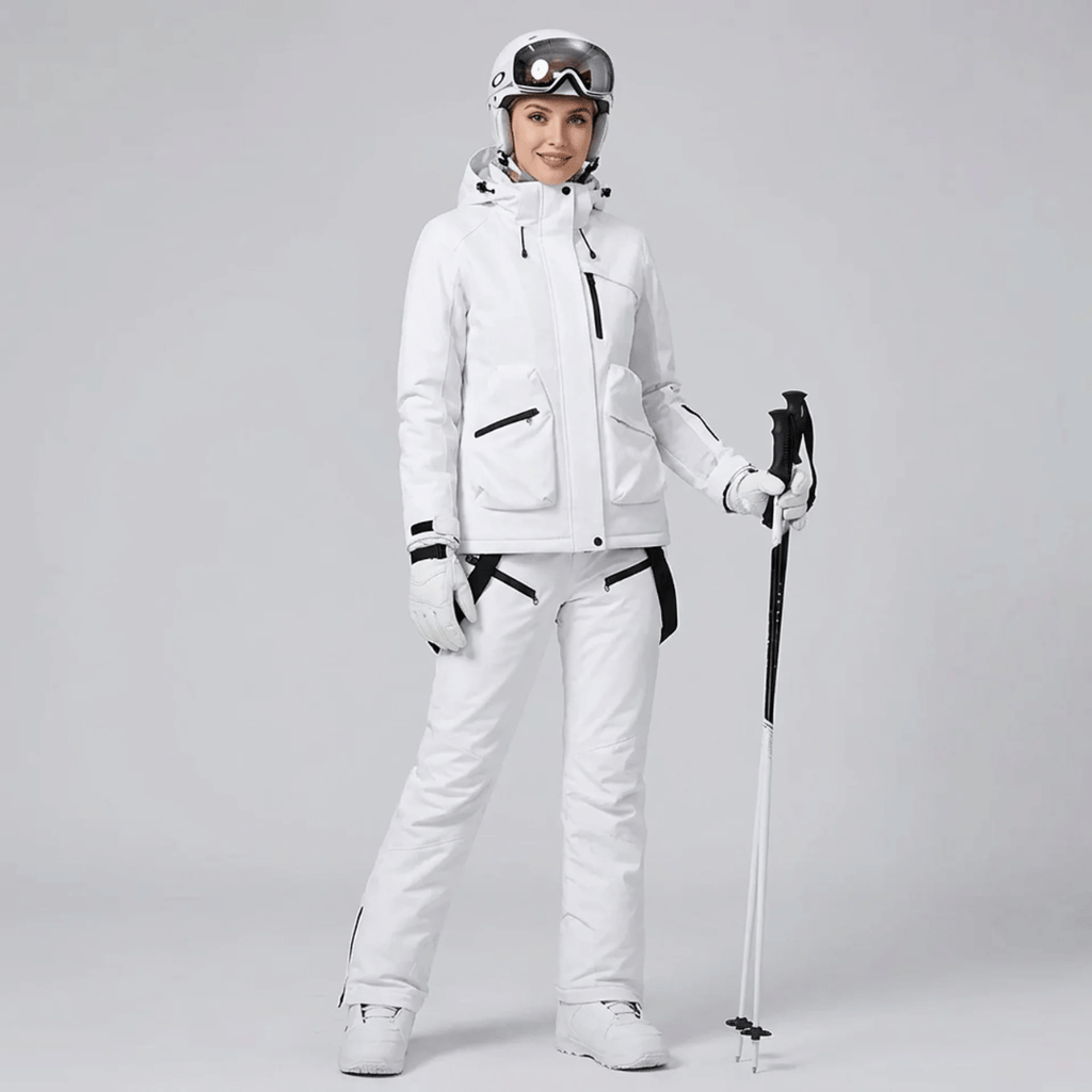 Conjunto de Casaco e Calça com Suspensório Feminino para Neve Forglows