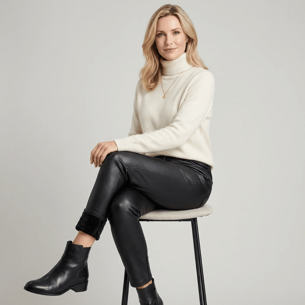 Calça Feminina de Couro Sintético Aveludada Forglows