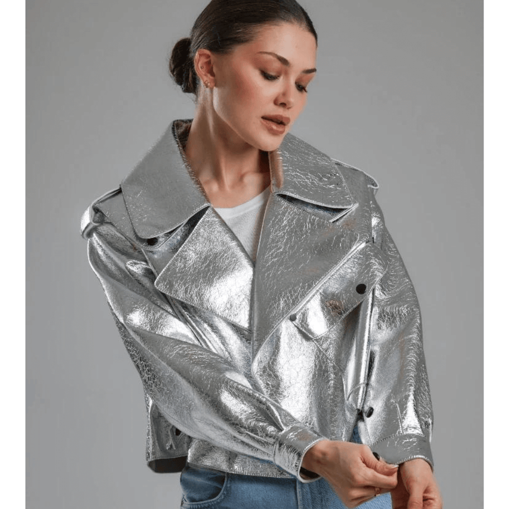 Jaqueta Feminina Couro Metalizada Sydney Forglows