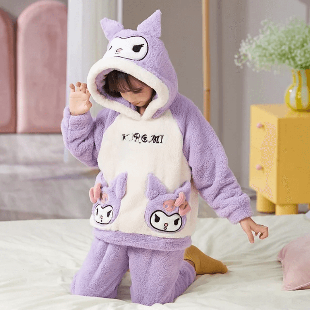Conjunto Infantil Casaco com Capuz e Calça com Pelúcia Bunny Forglows