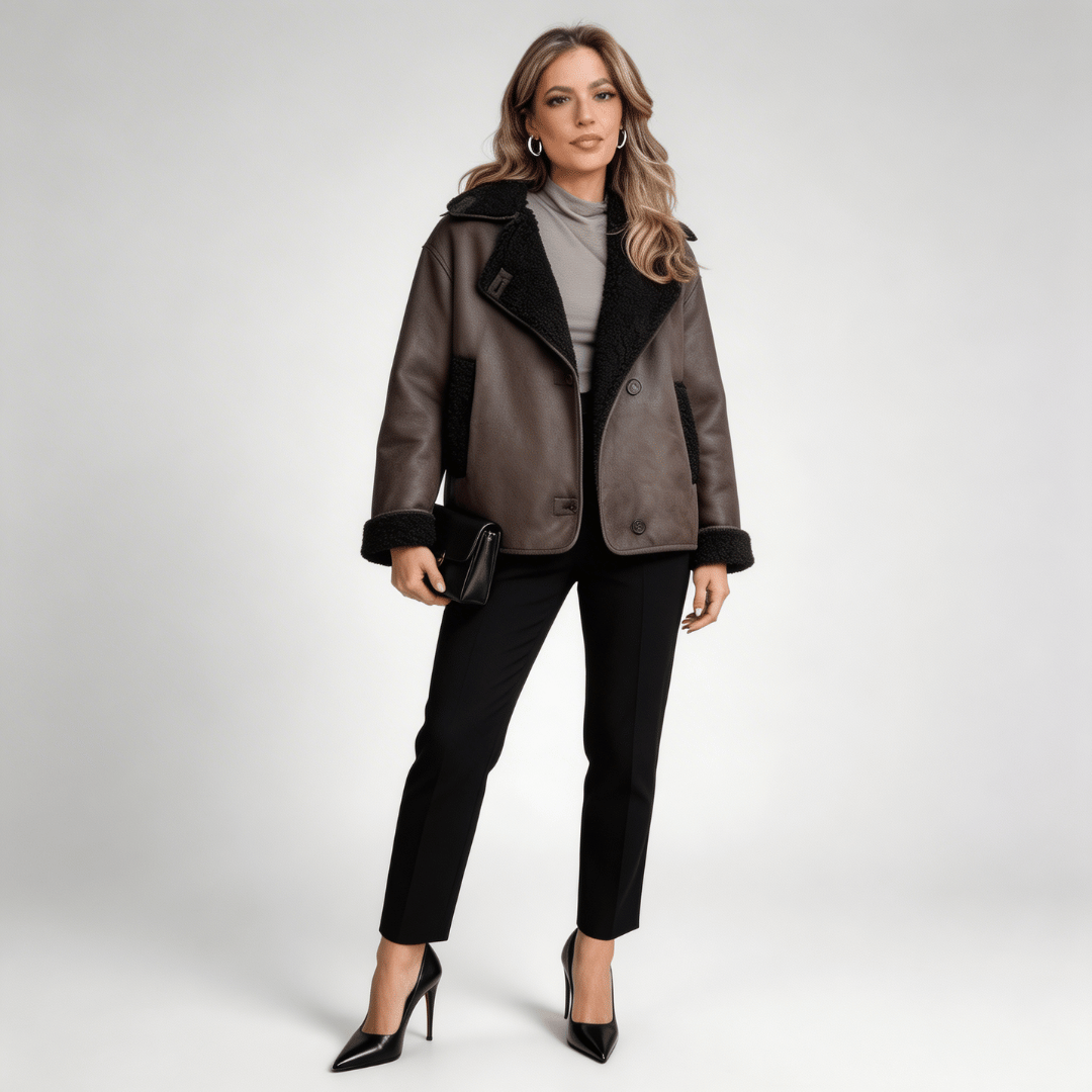 Casaco Feminino Couro Nobuck com Pelúcia Forglows