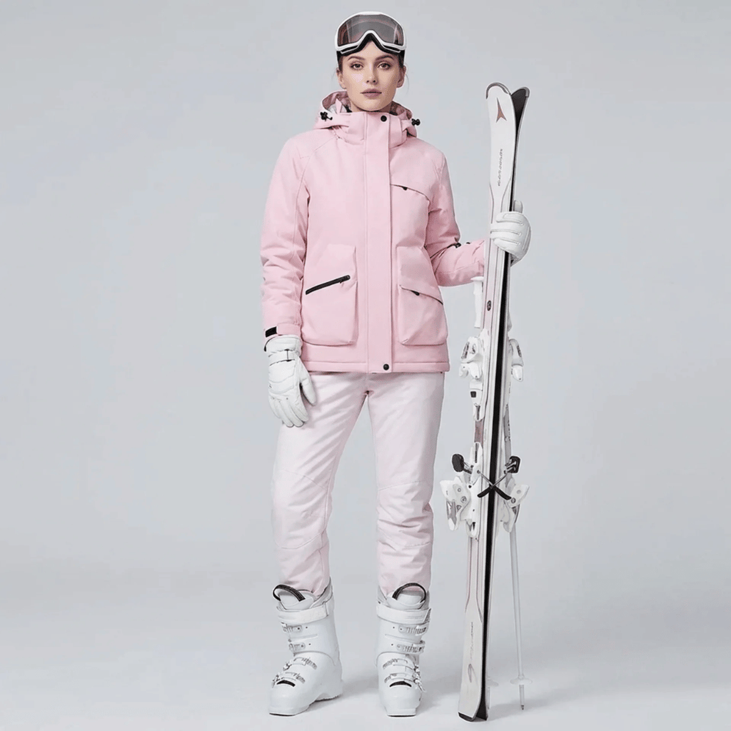 Conjunto de Casaco e Calça com Suspensório Feminino para Neve Forglows