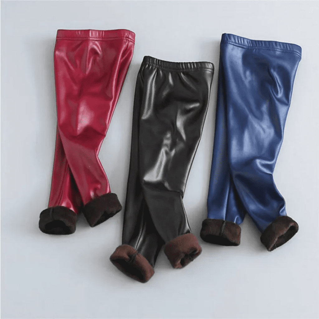 Calça de Couro Infantil com Pelúcia Forglows