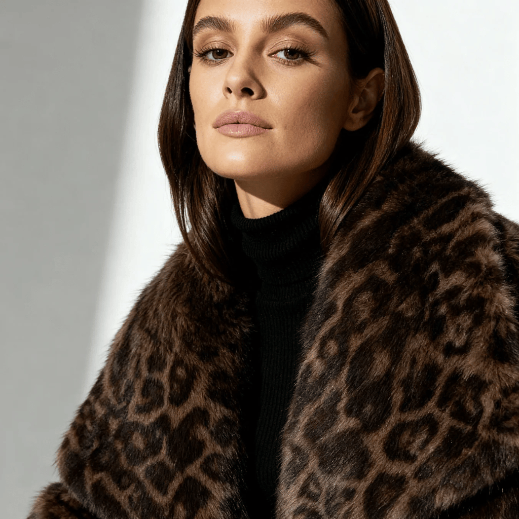 Casaco Feminino de Pele Animal Print Forglows