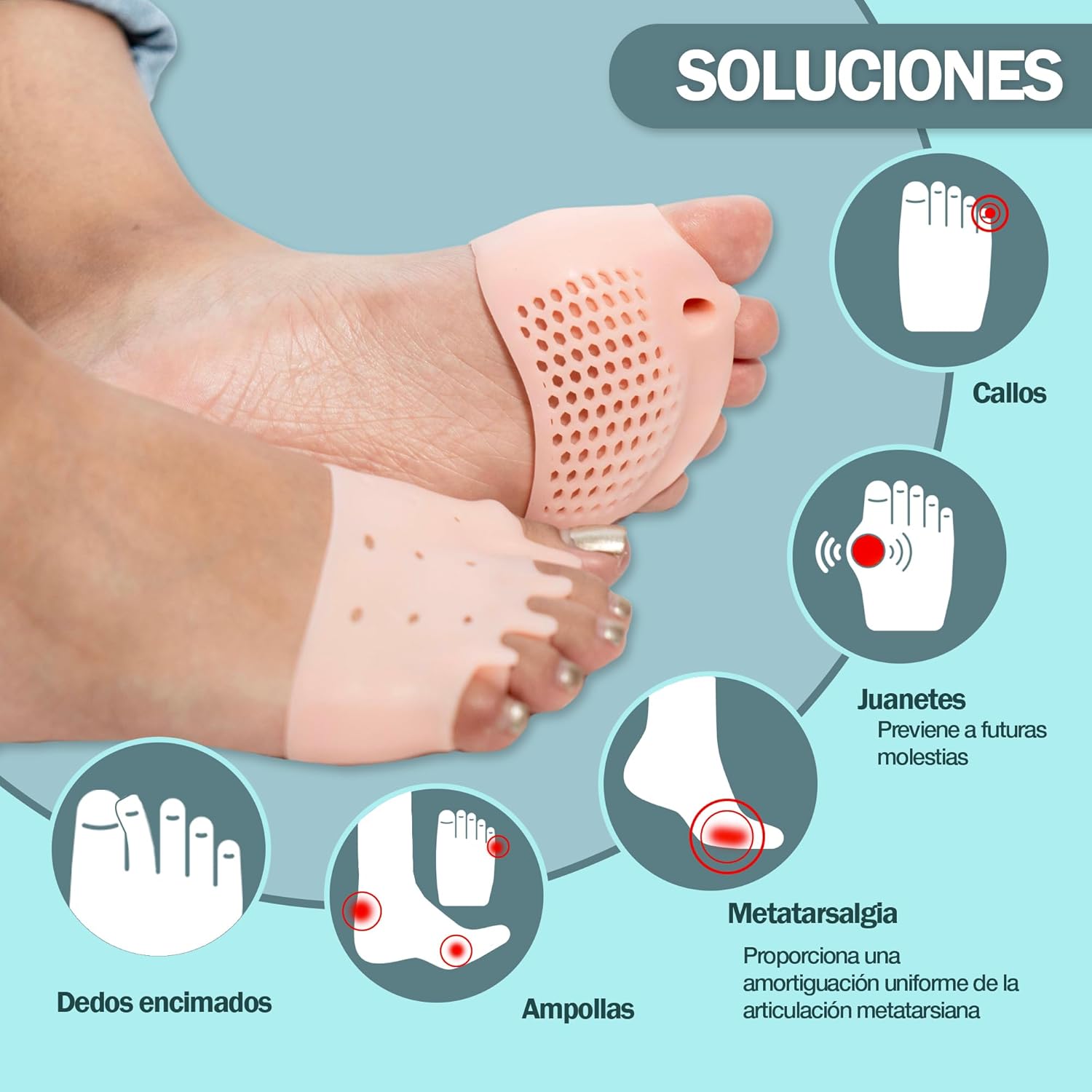 Almohadillas terapéuticas con Separador de dedos l SoftToe™