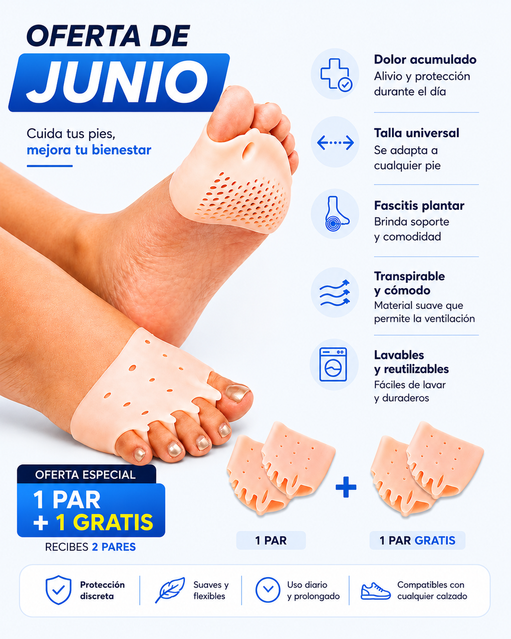 Almohadillas terapéuticas con Separador de dedos l SoftToe™