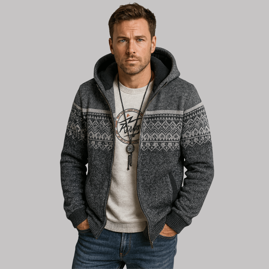 Casaco Masculino de Fio Peluciado com Capuz Estampado Forglows