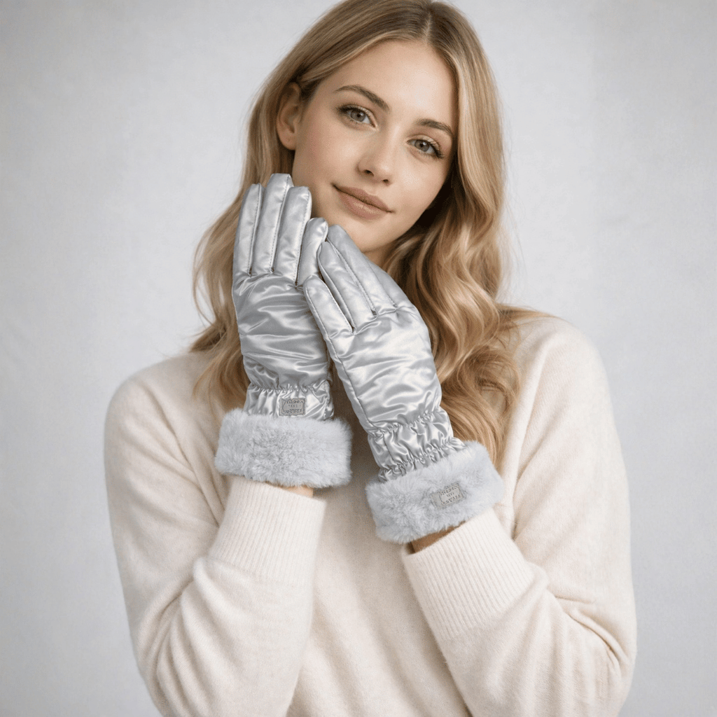 Luva Feminina Acolchoada e Impermeável com Pelúcia Forglows