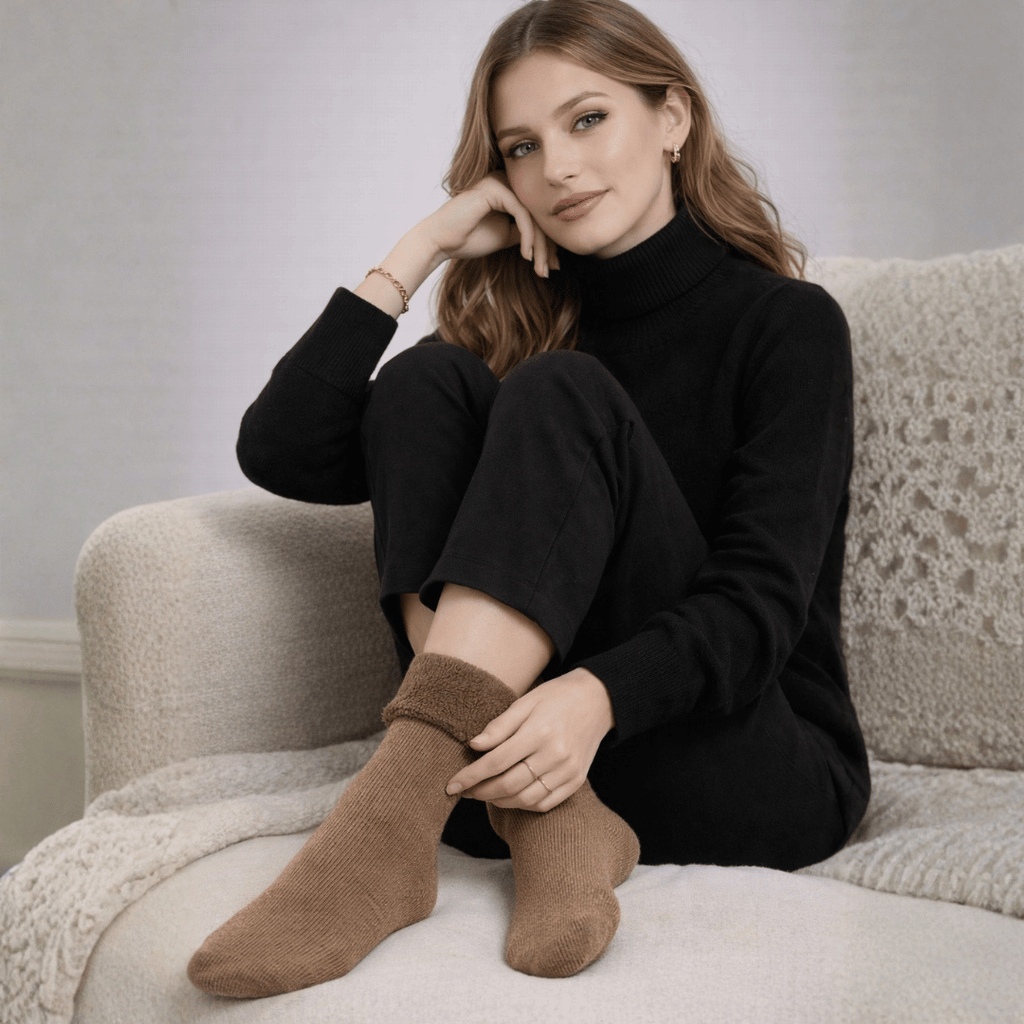 Meia Peluciada Feminina Térmica Canelada - 2 Pares de Meias Forglows