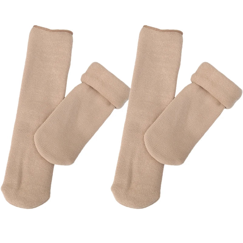 Meia Peluciada Feminina Térmica Canelada - 2 Pares de Meias Forglows