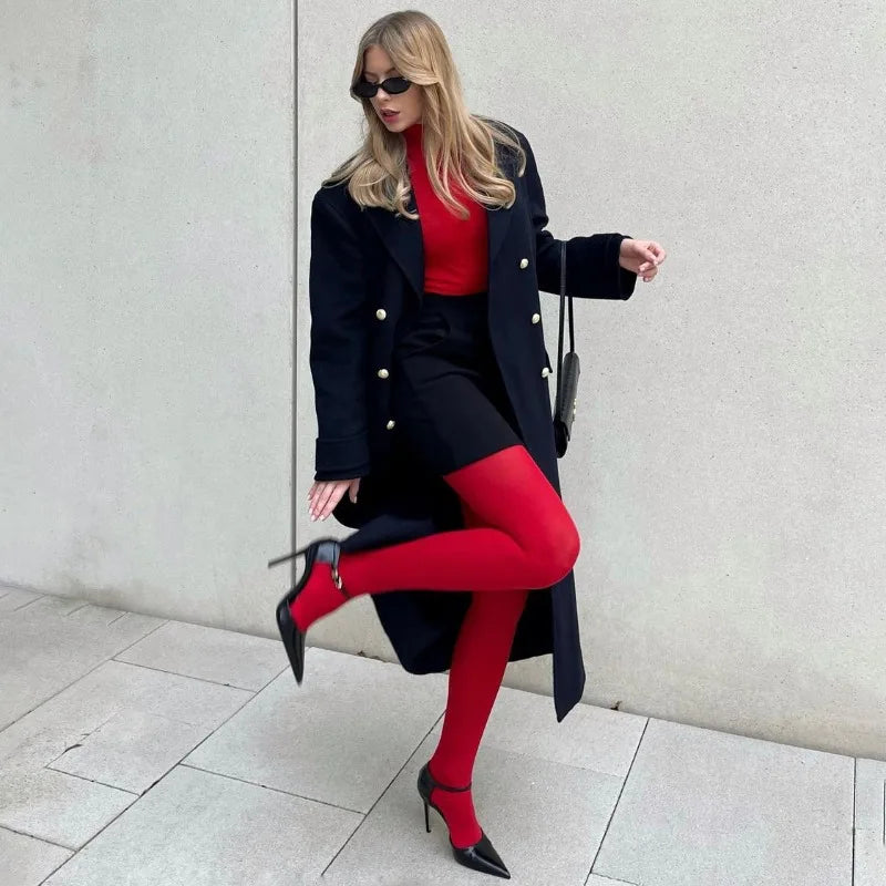 Meia-Calça Feminina Vermelha Forglows