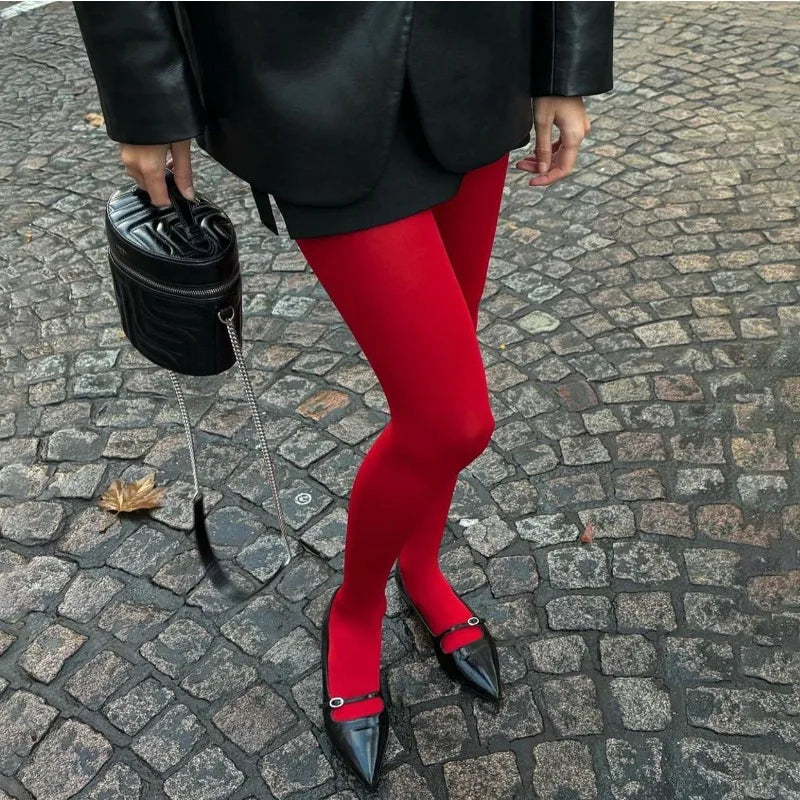 Meia-Calça Feminina Vermelha Forglows